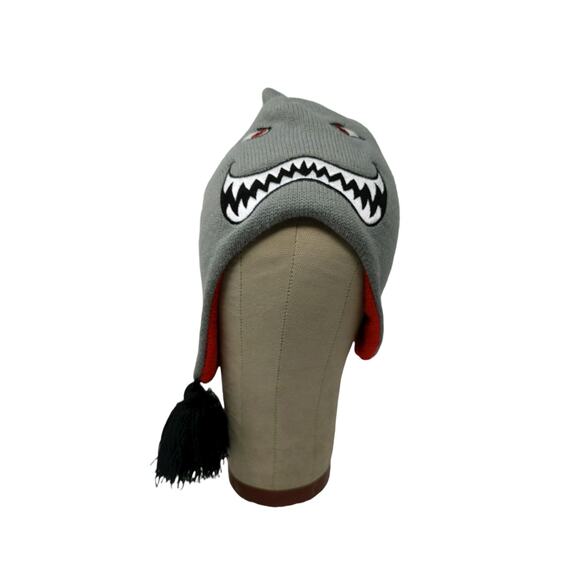 Youth Boys Shark Beanie Trapper Hat Embroidered Decorations Gray SEE DESC - Picture 1 of 15